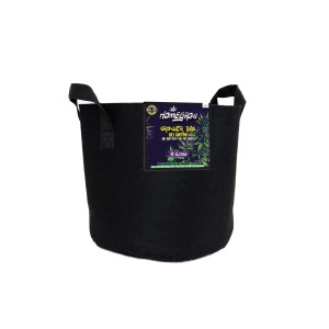 Schwarzer Romberg Bag Softpot Grower, 11 Liter, mit Tragegriffen. Ideal für Garten und Pflanzen.