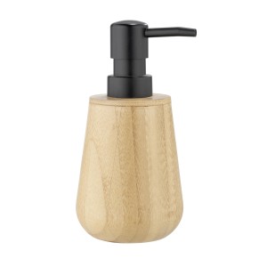 WENKO Seifenspender Maru aus Bambus mit schwarzem Pumpkopf, 150ml.