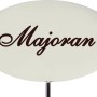 Emailleweißer Kräuterstecker „Majoran“ (30 cm) zur Beet- und Kübelbeschriftung.