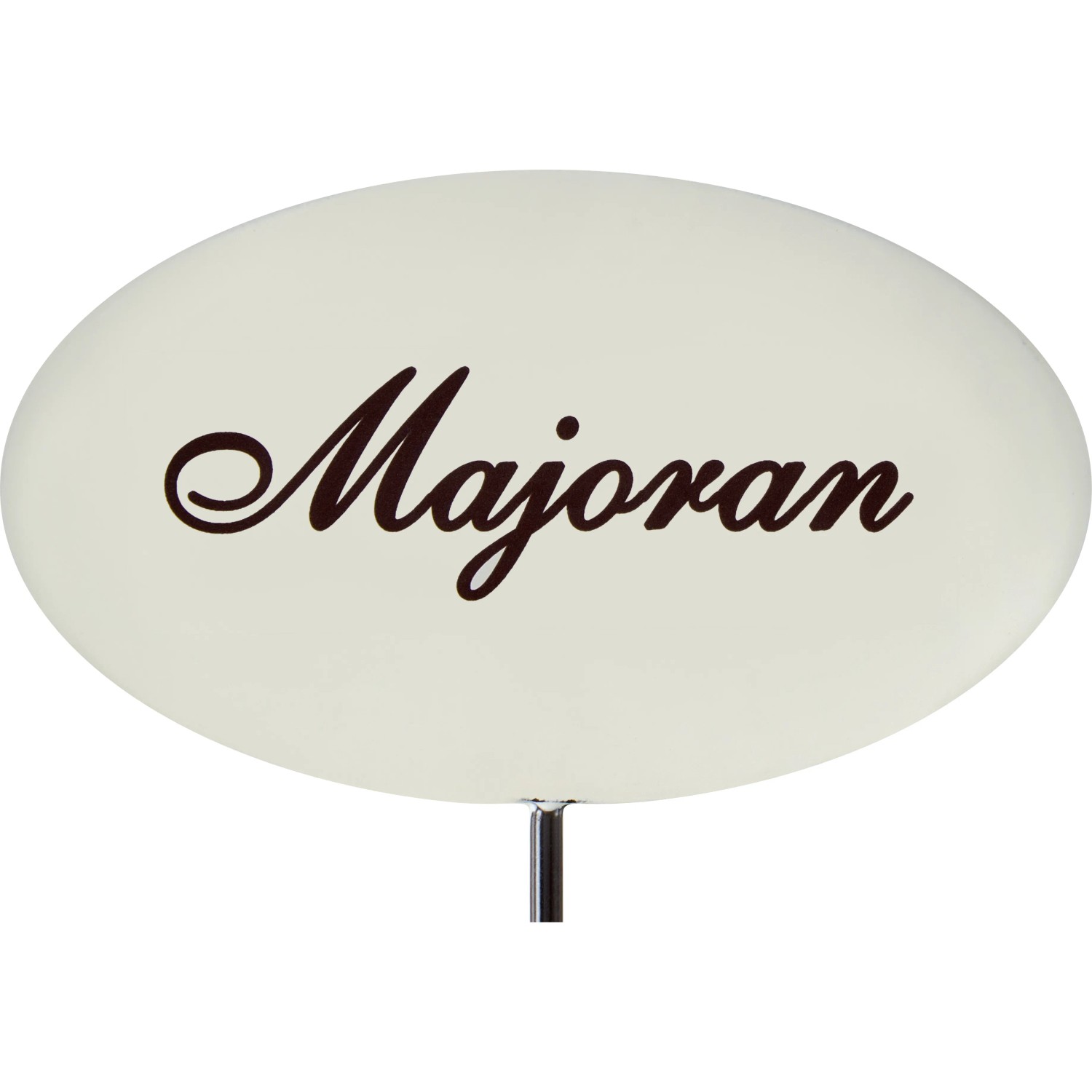 Emailleweißer Kräuterstecker „Majoran“ (30 cm) zur Beet- und Kübelbeschriftung.