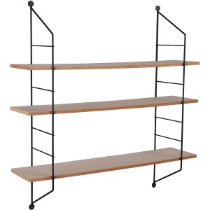 Metall-Wandregal Ella von Mirrors & More mit drei Holzablagen, 60x62x14,5 cm.