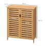Kleankin Badezimmerschrank aus Bambus Naturholz mit Lamellentüren, 68x32x86 cm. Kompaktes Badregal für Stauraum.