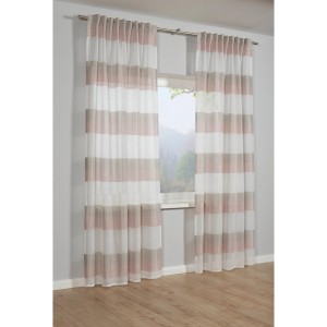 Bennetti Schal Altrosa, 140x175 cm, mit Streifen und Gardinenband für Fenstervorhänge.