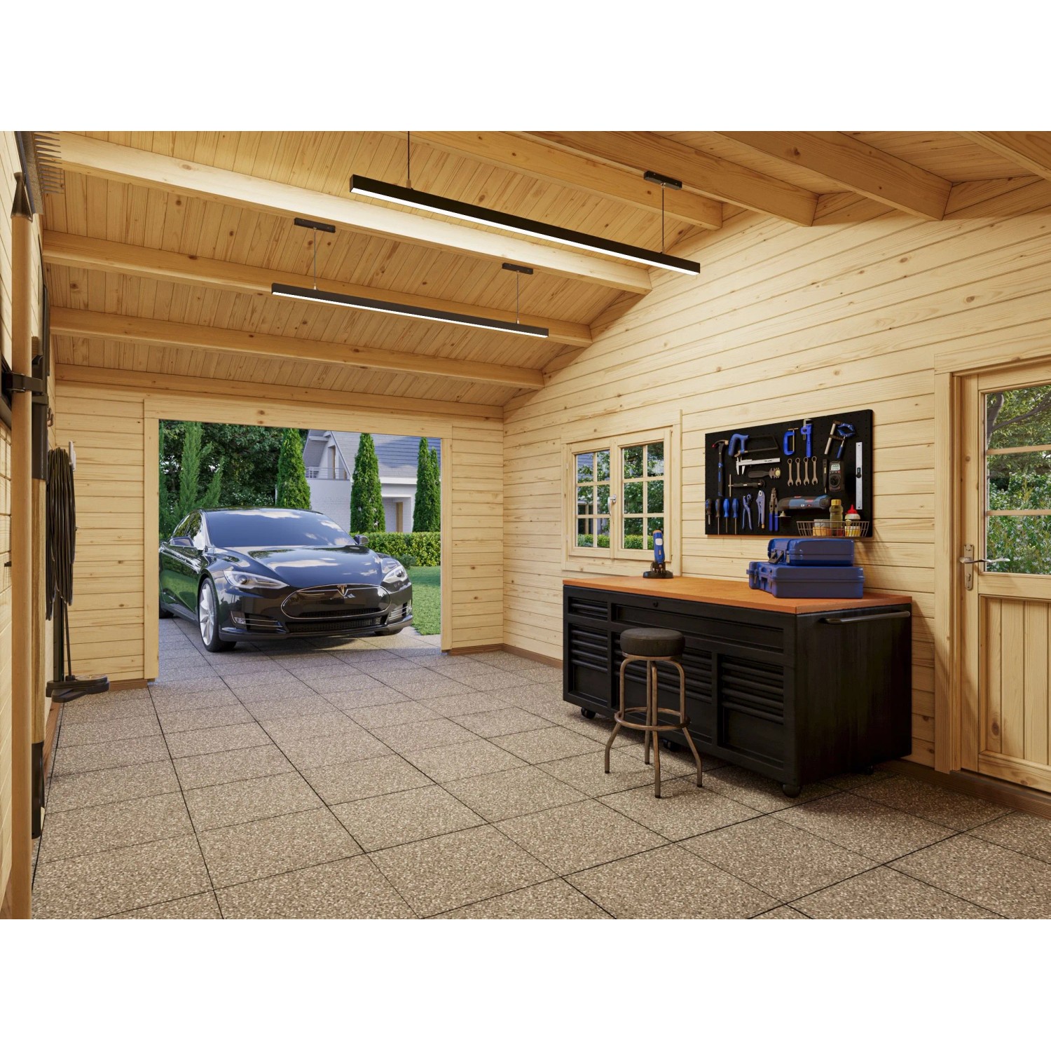 Palmako Garage Roger ohne Tor 956 x 550 cm Lackiert Weiß FSC®_3