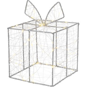 LED Drahtfigur Geschenk, 15x21cm, Weihnachtsdeko für Innen & Außen, warmweißes Licht.