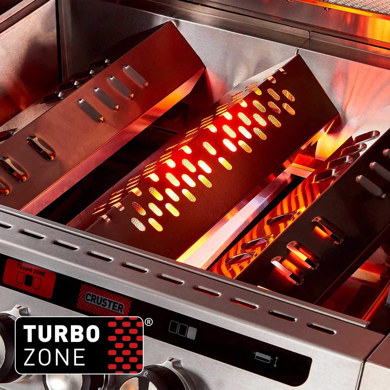 Detailaufnahme des Enders Gasgrills Uniq Pro mit Cruster und Turbo Zone. Grill für hohe Temperaturen.