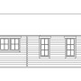 Skizze Skan Holz Gartenhaus Toronto 4 mit drei Fenstern und Dachschalung.