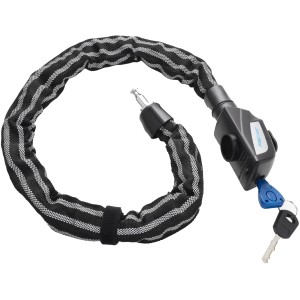 Fischer Kettenschloss Reflex, 80 cm lang, 8 mm stark, mit Textilschlauch und zwei Schlüsseln.