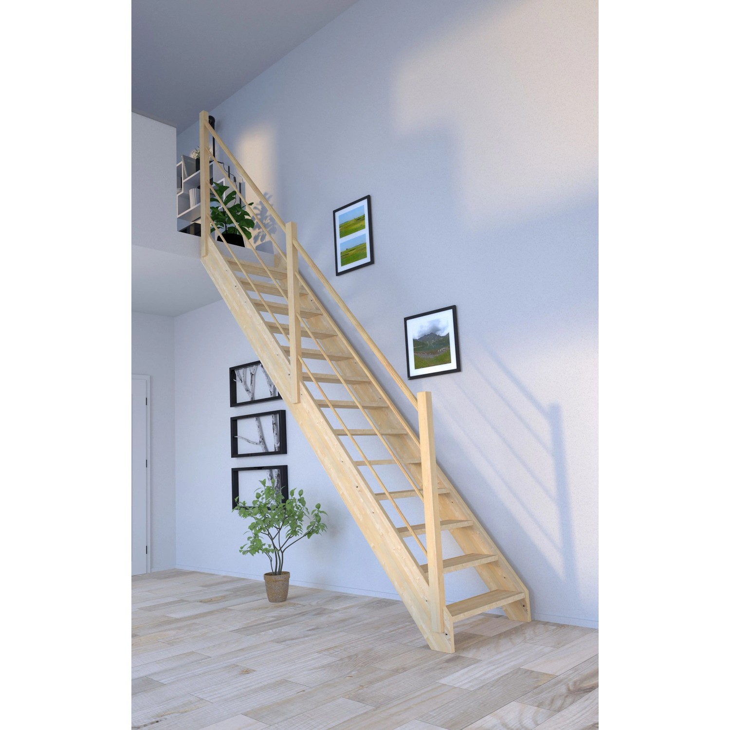 StarWood Treppe Korfu Fichte Gerade Holz-Design-Geländer Links_5