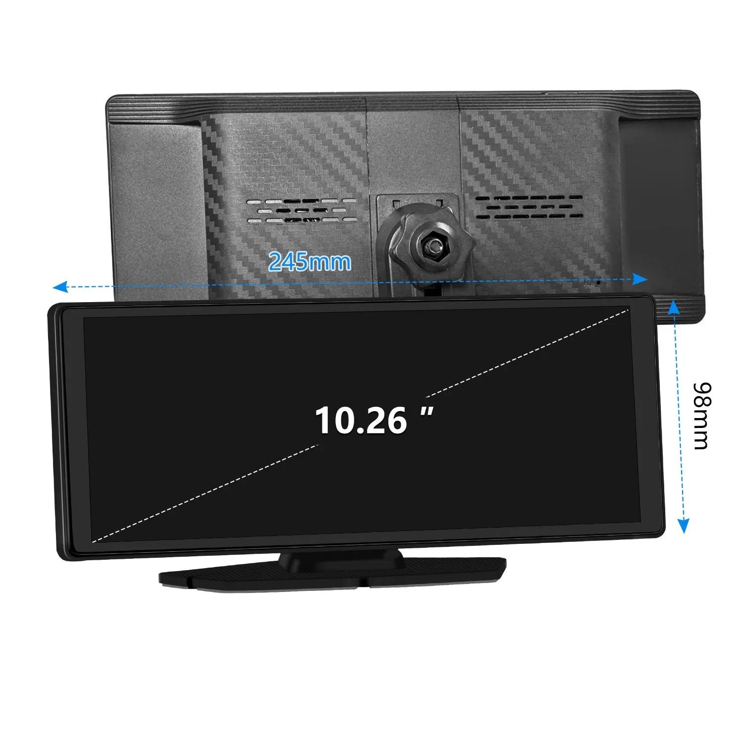 JUNSUN CARPLAY 10.26 Zoll Autoradio mit Touchscreen, 245x98mm. Tragbares Display für CarPlay/Android Auto, AUX, Halterung.