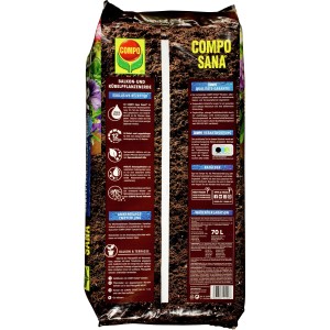 Compo Sana Balkon- und Kübelpflanzenerde, 70L Sack. Spezialerde für Balkon- und Terrassenpflanzen.