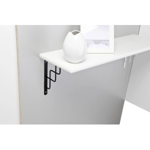 Schwarze OBI Konsole Roxy (230x180mm) mit weißem Regalbrett an grauer Wand.