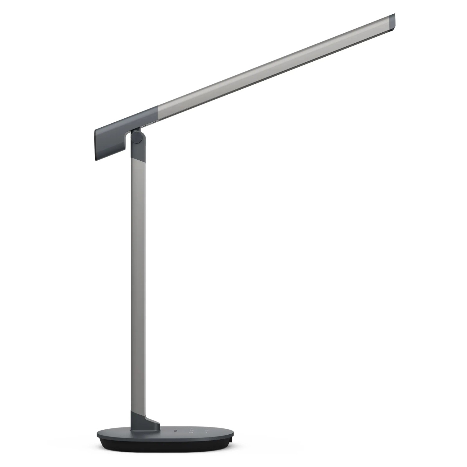 Dunkelgraue Philips LED-Tischleuchte Sword mit USB-Ladefunktion und verstellbarem Licht.
