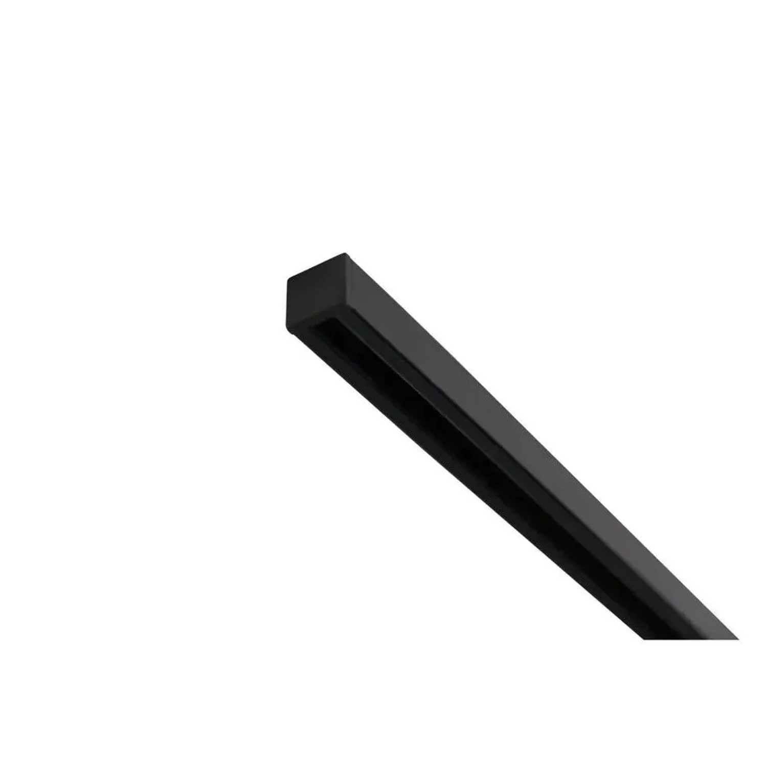 Schwarze 1-Lauf Gardinenschiene Square, 310cm, mit 6mm Laufkanal. Robuste Deckenmontage.