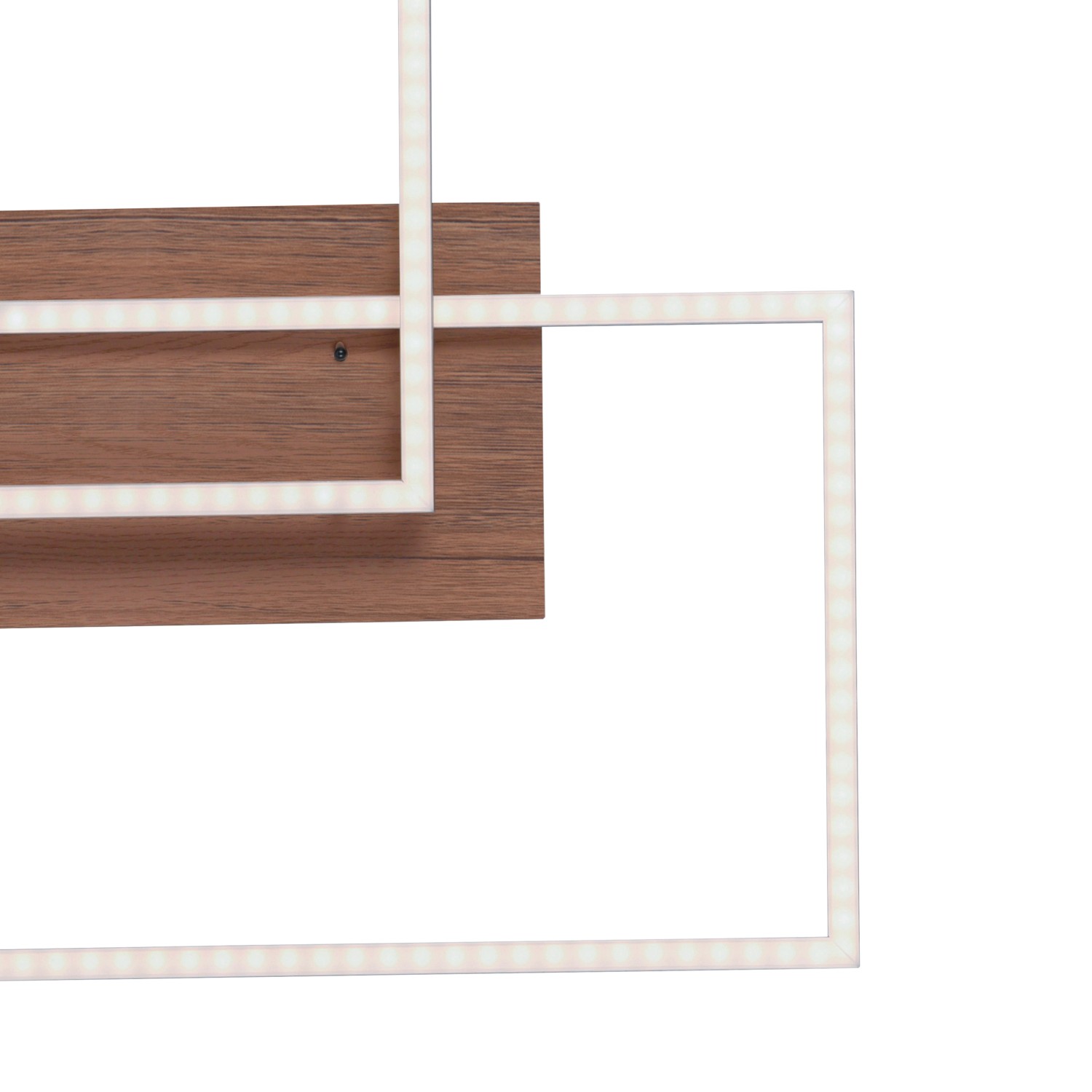 Moderne LED-Deckenleuchte Iven mit Holzdekor, 50,4x42 cm, Lichtfarbe einstellbar.