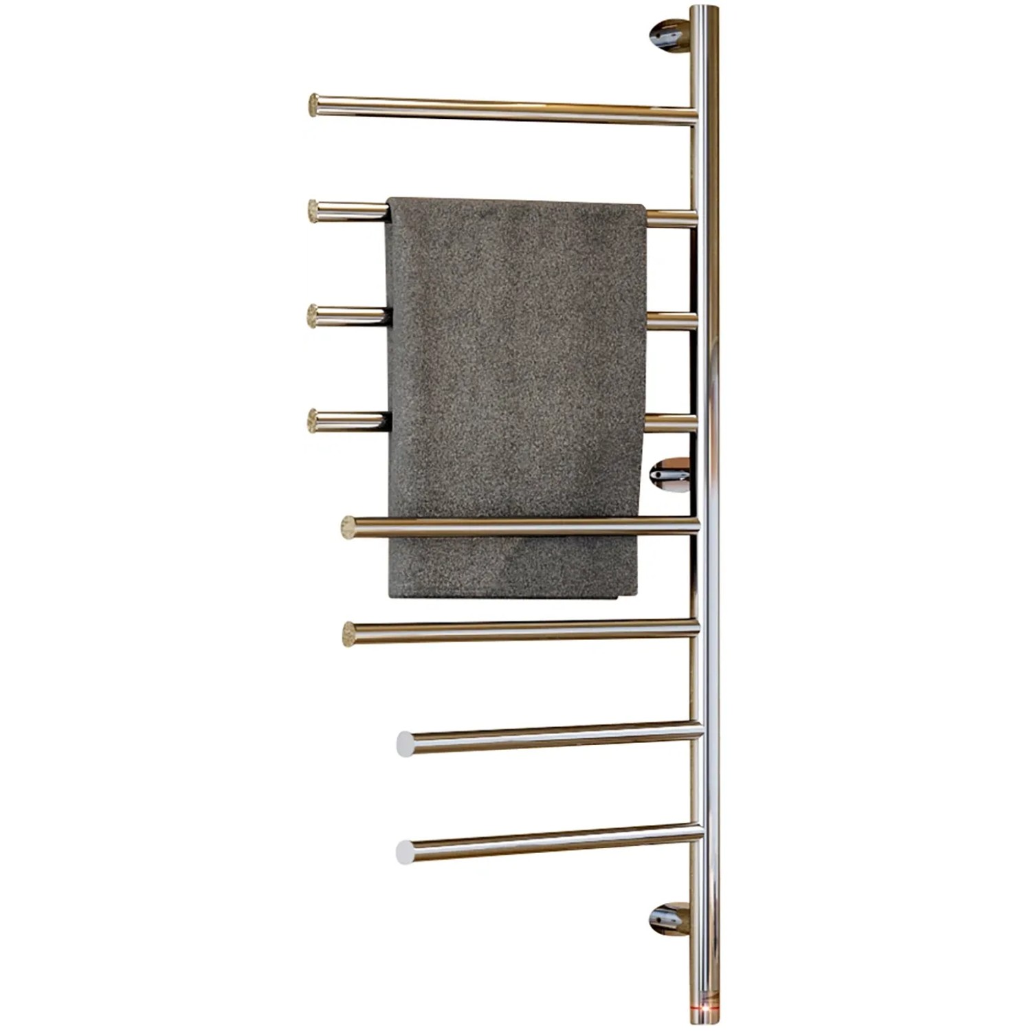 Nordholm Designheizkörper Shift, Edelstahl hochglanz mit Handtuch. Heizkörper mit schwenkbaren Elementen.