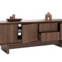 Braunes MCW TV-Rack O34 mit strukturierten Fronten, teilweise geöffneten Türen und Schubladen. Melamin TV-Schrank.