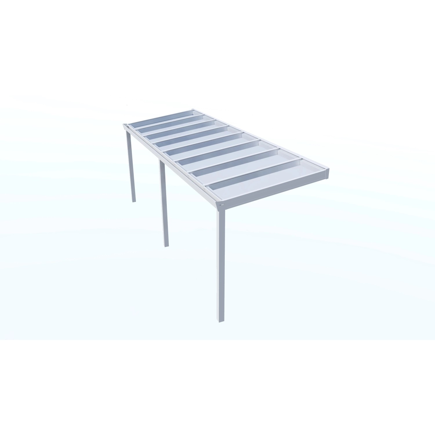 Weiße Terrassenüberdachung Professional 600x250 cm mit Glasdach.