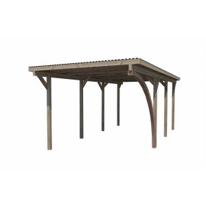 Weka Einzelcarport 606 A Gr.2 mit Rundbogen, 268x501 cm, Holzkonstruktion für PKW-Stellplatz.