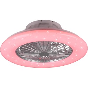 LED-Deckenleuchte Stralsund mit Ventilator, Titan-Optik und RGBW-Farbwechsler.