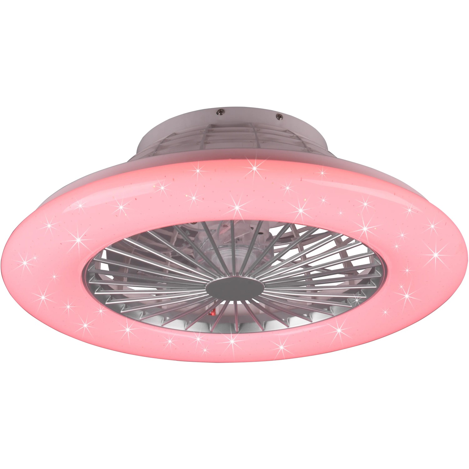 LED-Deckenleuchte Stralsund mit Ventilator, Titan-Optik und RGBW-Farbwechsler.