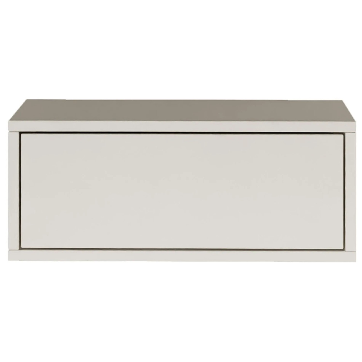 Weißer Selsey Framme Nachttisch, wandhängend, mit griffloser Schublade. Modernes, platzsparendes Design.