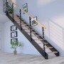 Treppe Kos 13 Stufen Eiche Rustik Geölt 85 cm Metallgeländer Schwarz FSC®_8