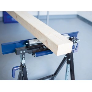 LUX 4-in-1 Arbeitsbock mit Holzwerkstück, höhenverstellbar und klappbar.