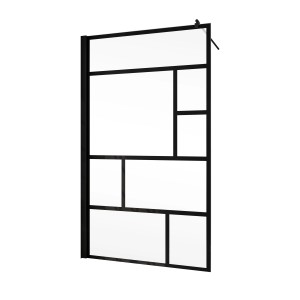 Schulte ExpressPlus Duschwand Walk In Black Style, 120x200 cm, mit schwarzem Rahmen und klarem Glas.