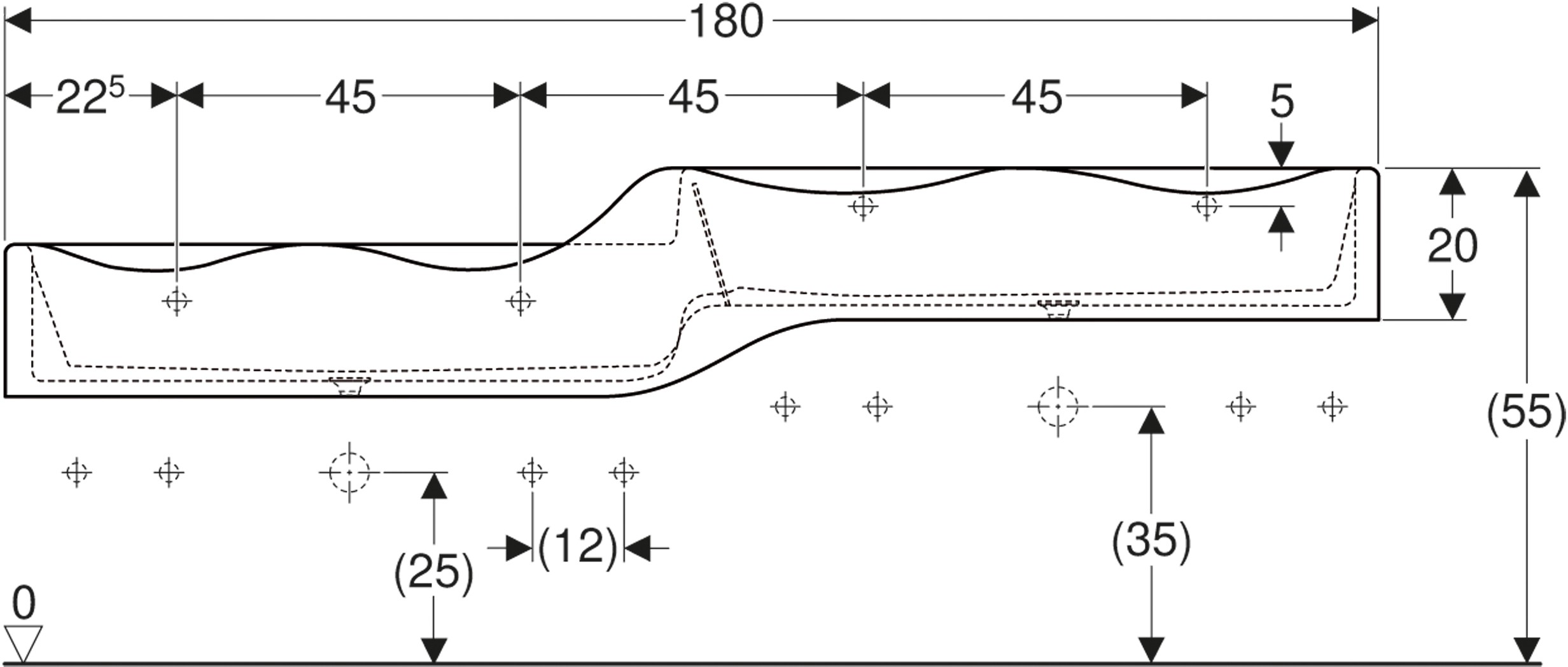 Geberit Spiel und Waschlandschaft Bambini 180 cm für 4 Becken links kaufen bei OBI