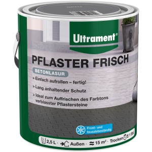 Dose Ultrament Betonlasur Pflaster Frisch Grau 2,5 l zur Pflasterstein-Auffrischung.