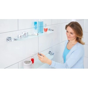 Tesa Bad-Glasablage Loxx inkl. Klebelösung Satiniertes Glas