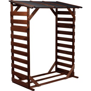 Massives Kaminholzregal Ligno von Dobar mit Bitumendach, aus FSC®-zertifiziertem Holz.