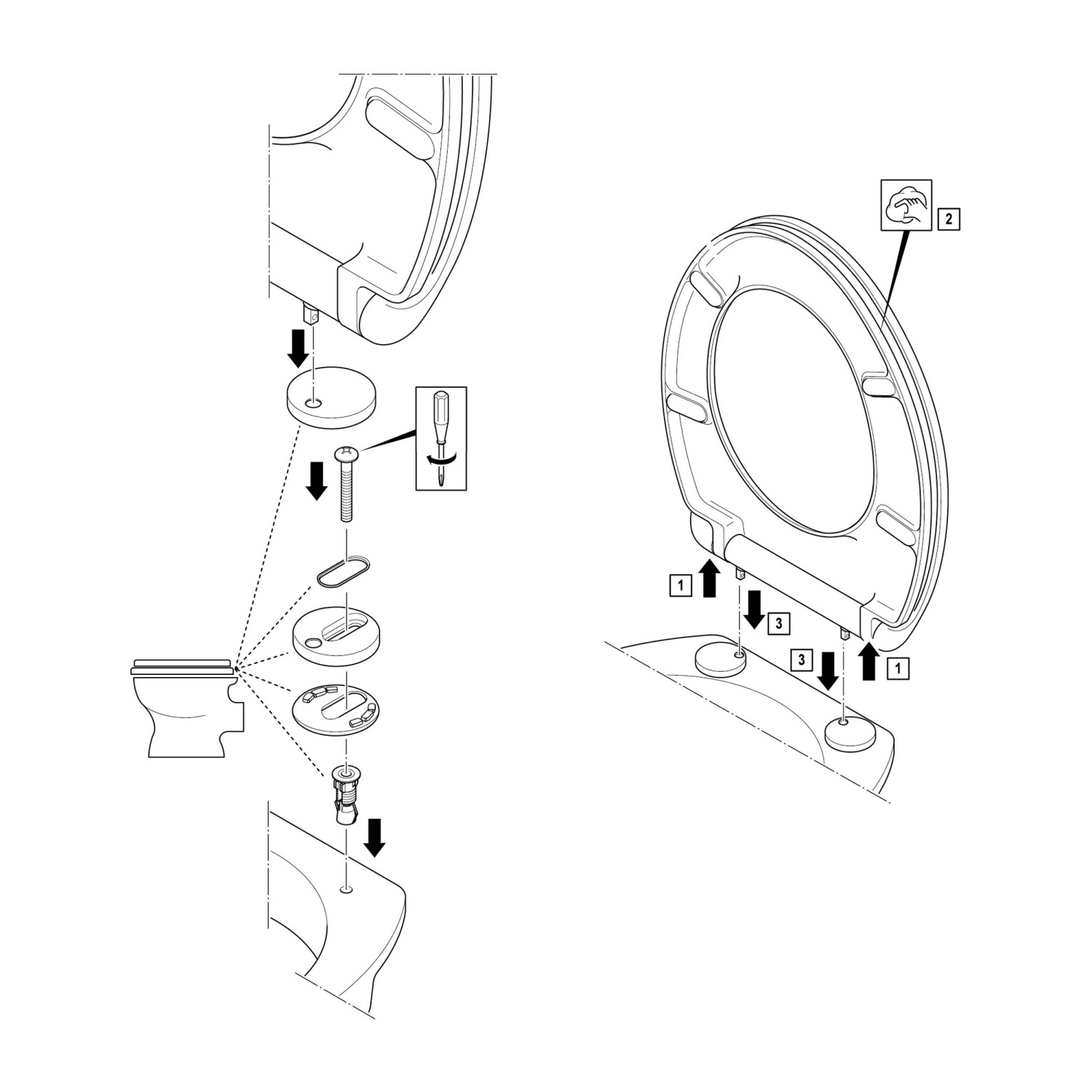 Montageanleitung für baliv WC-Sitz Dulce mit Absenkautomatik und Blumenmuster.