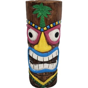 Bunte Tiki Maske, 35 cm, aus Polyresin für die Gartendekoration.