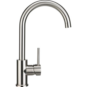 baliv Küchenarmatur KI-1832 aus Edelstahl mit hohem, gebogenem Auslauf.