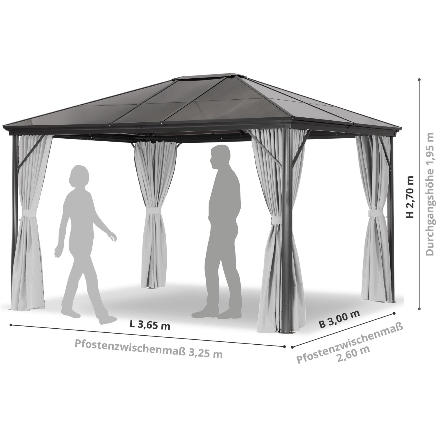 Leco Pavillon Profi inkl. Seitenteile 365 cm x 300 cm x 270 cm