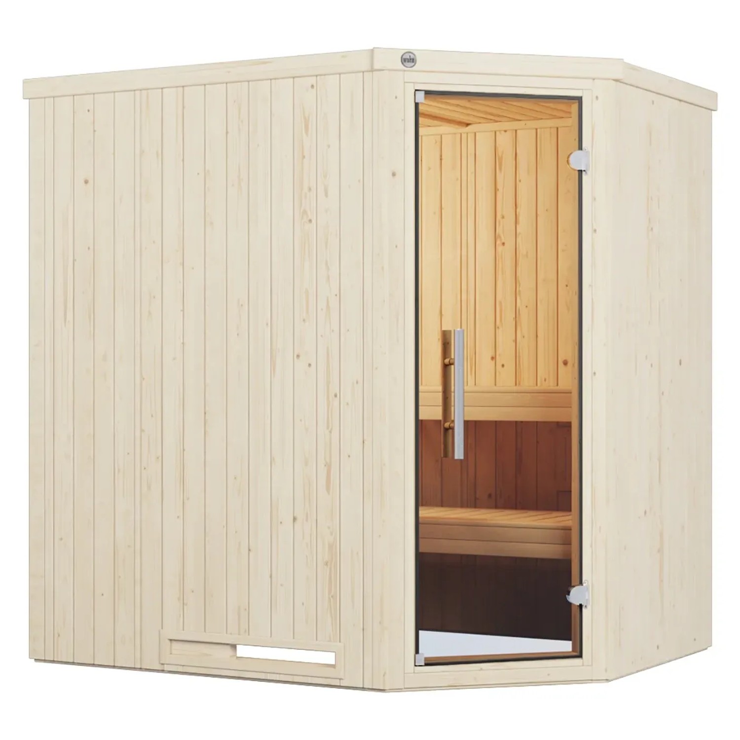 Weka Elementsauna Varberg Trend, weiß lasiert, mit Glastür und Ofen Sparset.