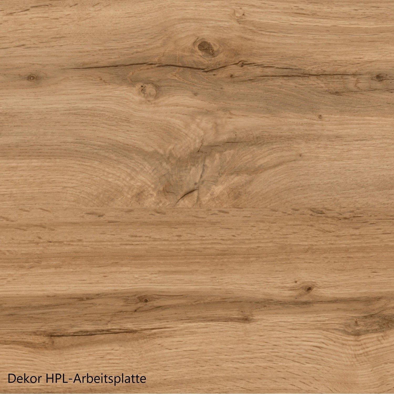 Arbeitsplatte im Wotaneiche-Dekor für Held Möbel Küchenzeile Turin.