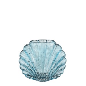 Blaue Mica Decorations Vase Wick, 20x9,5x16,5 cm, in Muschelform. Dekorative Blumenvase für Wohnambiente.