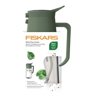Fiskars Gießkanne aus Glas, 0,5 l, Grün, mit Sprühfunktion für Zimmerpflanzen.