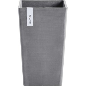 Grauer, frostsicherer Ecopots Pflanztopf Rotterdam, 30x30x50 cm, ideal für Innen- und Außenbereich.