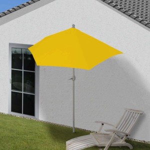 Gelber MCW Halbschirm Lorca (270cm) ohne Ständer, ideal für Balkon/Terrasse.