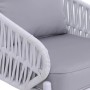 Detailansicht: Hellgrauer MCW Gartenstuhl P90 mit Seilgeflecht, Sitz- und Rückenkissen.