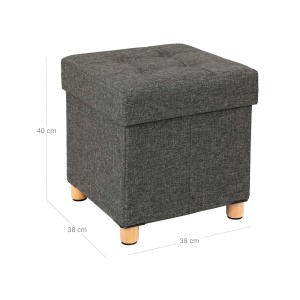 Grauer Songmics Sitzhocker mit Stauraum, 38x38x40 cm, mit Holzfüßen. Ideal als Schuhbank.