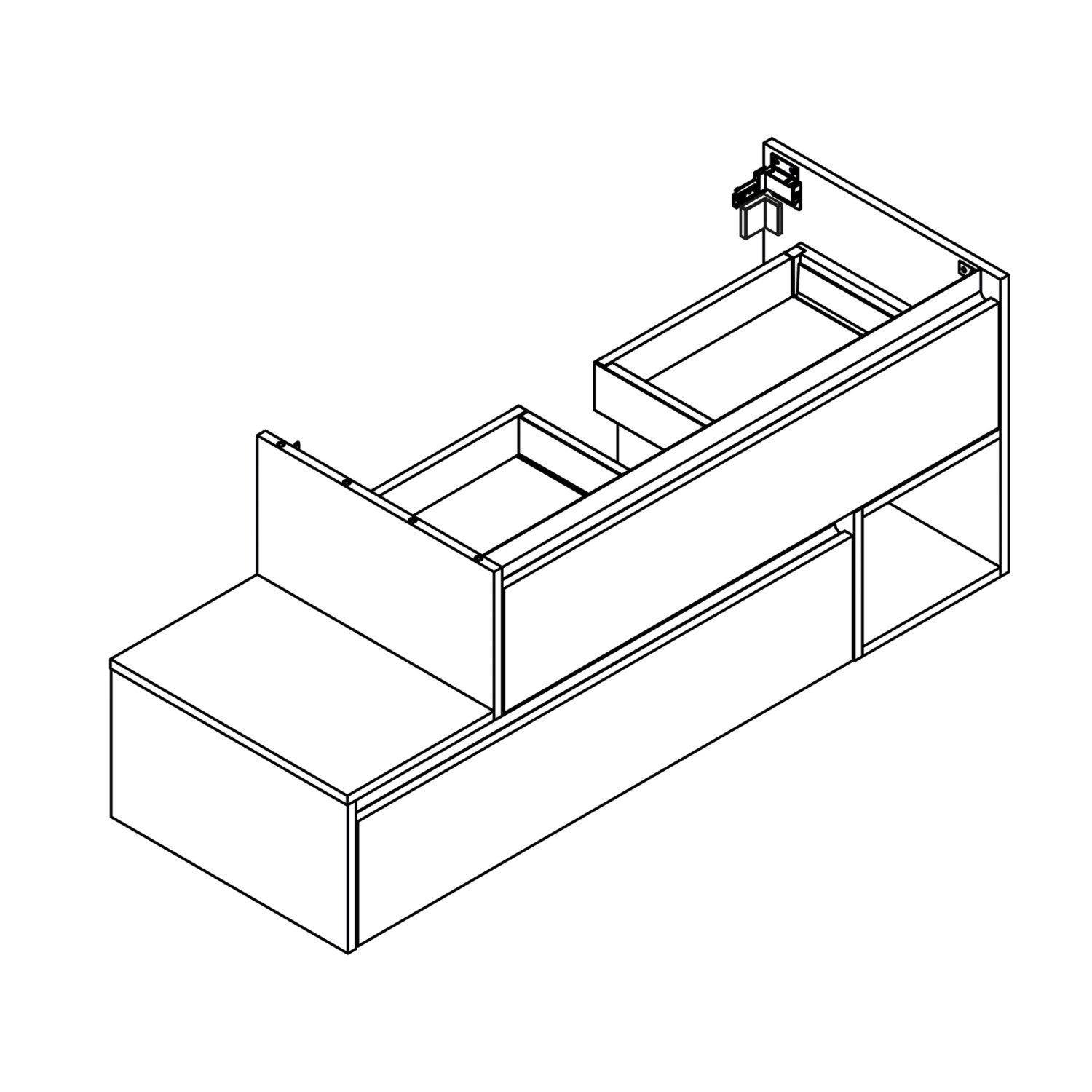 Fackelmann Waschbeckenunterschrank Vita, Eiche/Weiß, 128,5x50x46cm, mit Schubladen und offenem Fach.