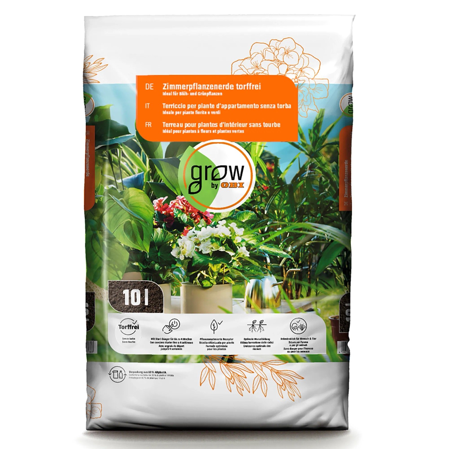GROW by OBI Zimmerpflanzenerde Torffrei 10 l kaufen bei OBI