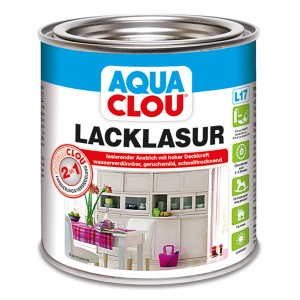 Dunkelnussbraune Aqua Clou Lacklasur im 375 ml Gebinde für Holz, z.B. Möbel.