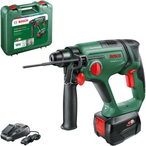 Bosch Akku-Bohrhammer UniversalHammer 18V mit 4 Ah Akku, Ladegerät und Koffer.