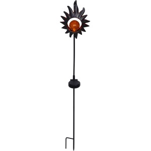Näve LED Solar Erdspieß Sonne, kupferfarbene Solar-Deko für den Garten, 93,5 cm hoch.